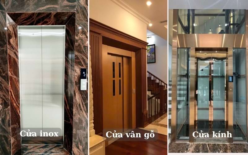 Thang máy gia đình sử dụng vật liệu cửa đa dạng