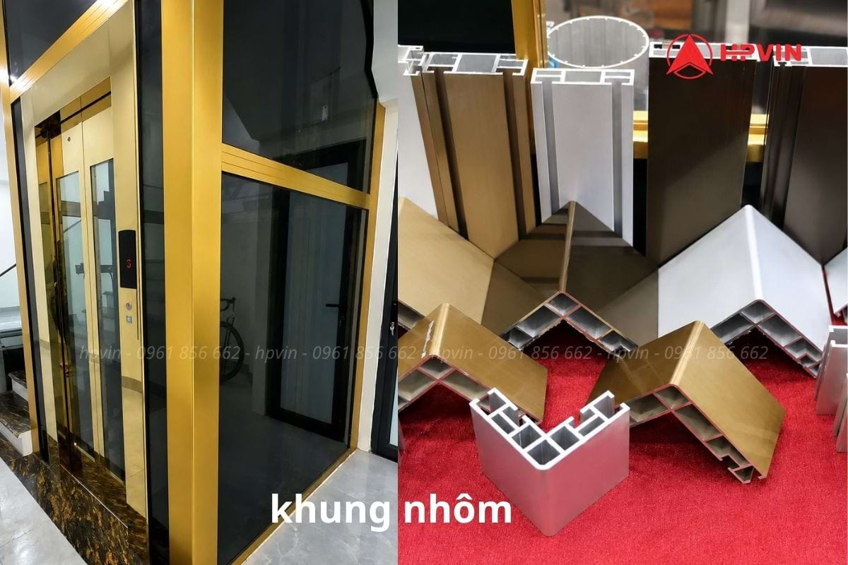 Mẫu khung nhôm thang máy dành cho thang máy kính sang trọng