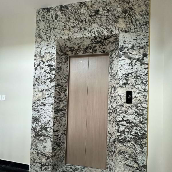 Mẫu mặt tiền thang máy sử dụng đá nhân tạo